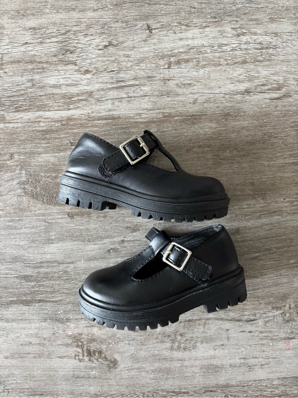 Unr8ted Mary Jane Shoes Black Silver Toddler Size 6 School Preppy 90s Retro